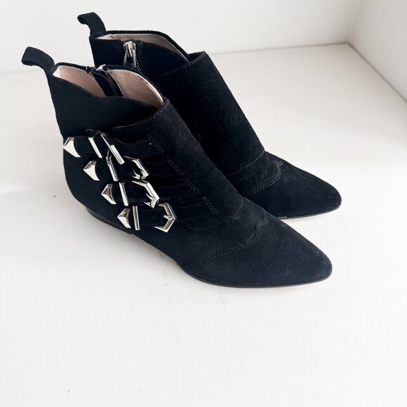 Zara Black Suede Buckle Detail Short Booties 40 - Picture 6 of 9